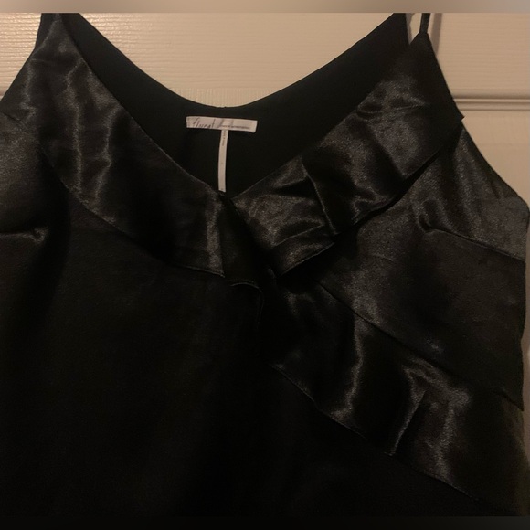 Anthropologie Woman Black Satin Ruffle Top. Large NWOT - Picture 4 of 7
